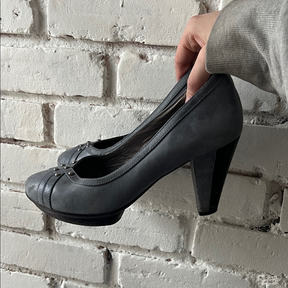 Classic blue ish Gray Women's Pump with Decorative Strap